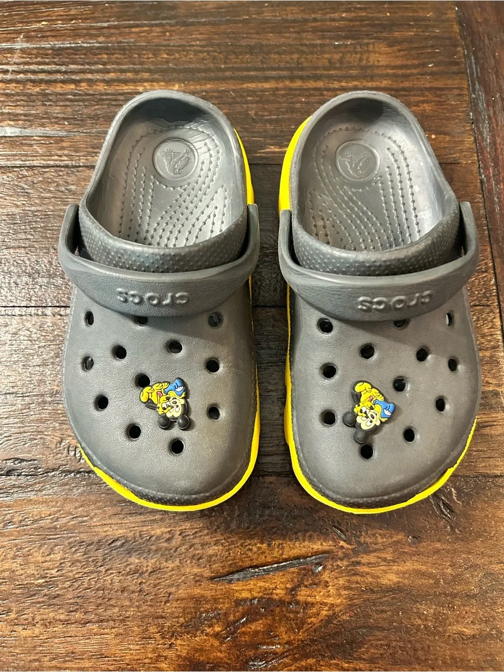 Kids Grey and Yellow Crocs Duet Sports Shoes